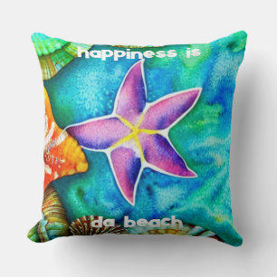 Happiness is Da Beach Large Tote Bag Cushion