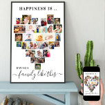 Happiness is Family like This Heart Photo Collage Poster<br><div class="desc">Create your own personalised poster with 29 of your favourite photos and your family name(s). The photo template is set up to create a photo collage in the shape of a love heart, displaying your pictures in a mix of portrait, landscape and square instragram formats. Upload your photos working in...</div>