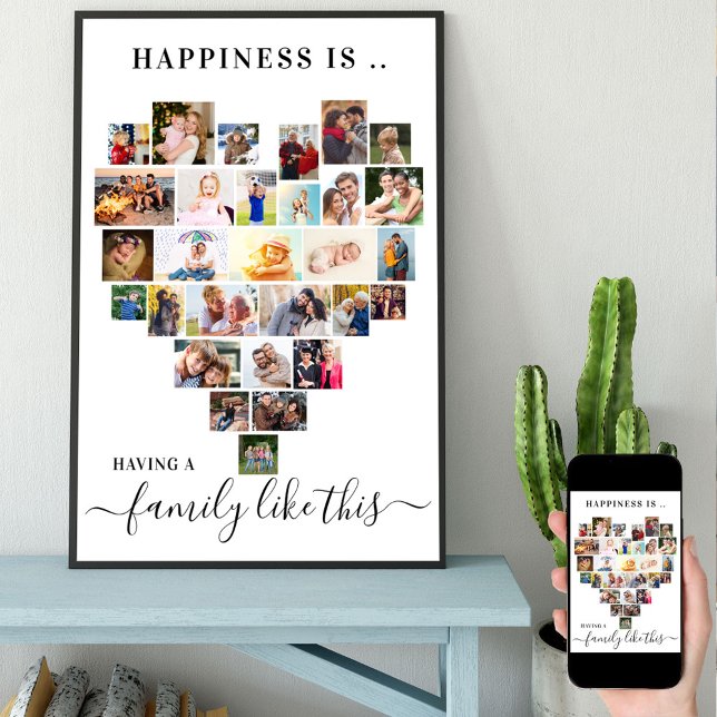 Happiness is Family like This Heart Photo Collage Poster (Creator Uploaded)
