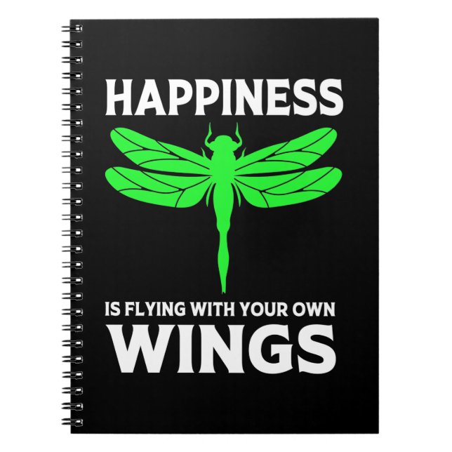Happiness Is Flying With Dragonfly Notebook (Front)