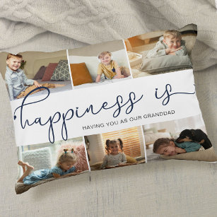 Happiness is   Granddad 6 Photo Collage Decorative Cushion