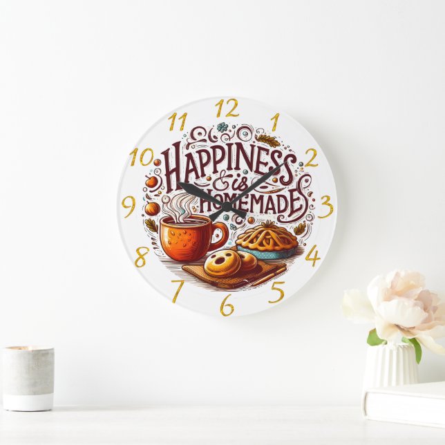  Happiness is homemade baking and cooking creation Large Clock (Home)