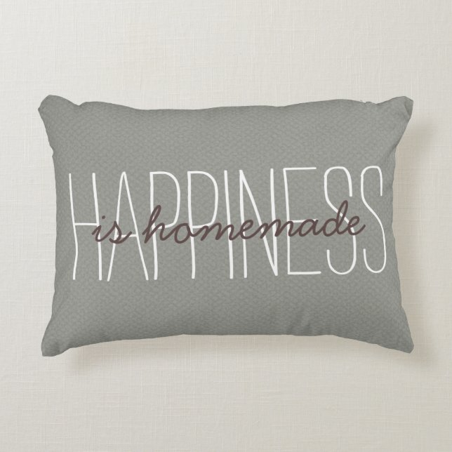 Happiness Is Homemade Quote Evergreen Decorative Cushion (Front)