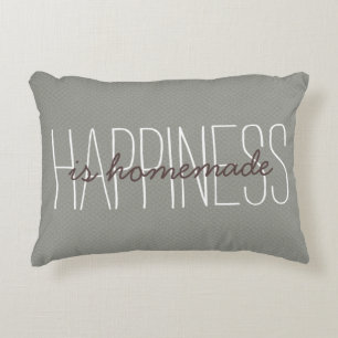 Happiness Is Homemade Quote Evergreen Decorative Decorative Cushion