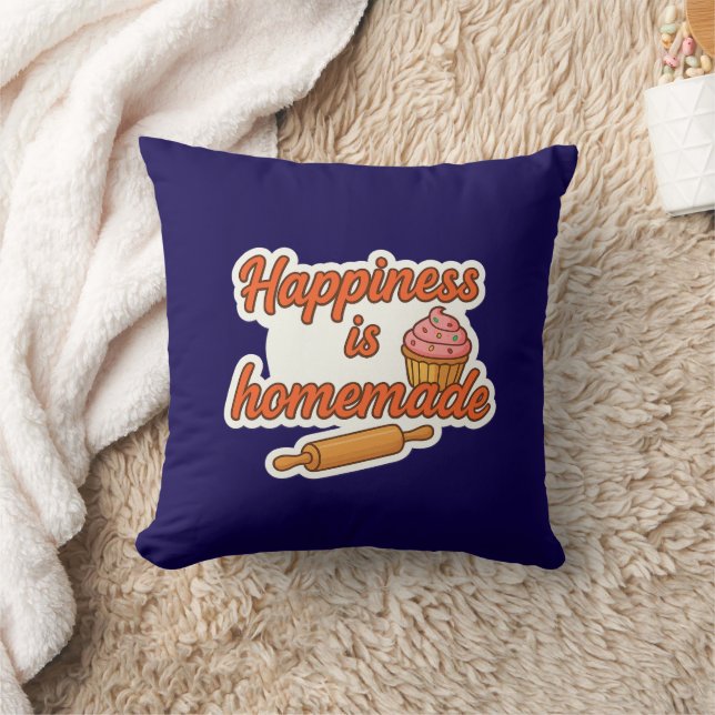 Happiness is Homemade Sticker  Cushion (Blanket)