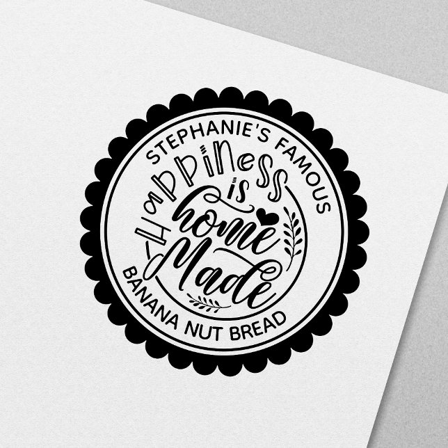 Happiness Is Homemade Vintage Personalised Rubber Stamp (Creator Uploaded)