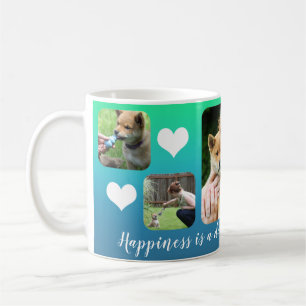 Happiness Is   Modern Custom 5 Photo Pet Collage Coffee Mug