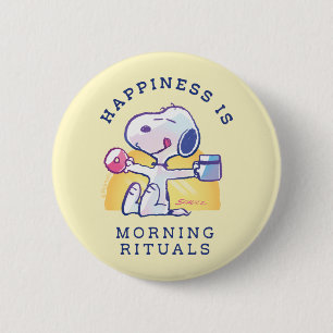 Happiness is Morning Rituals 6 Cm Round Badge
