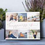 Happiness is | Mummy 6 Photo Collage Canvas Print<br><div class="desc">Photo collage with 6 of your favourite photos and your personalised text. "happiness is" is hand lettered in cute, elegant calligraphy with a love heart, and the template is set up for you to finish the quote. The sample wording reads "happiness is having you as my mummy ♥ love [name]...</div>