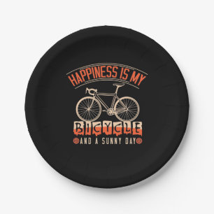 Happiness Is My Bicycle And A Sunny Day Paper Plate
