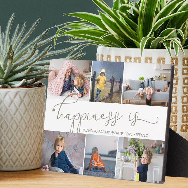 Happiness is | Nana 6 Photo Collage Easel Plaque (Creator Uploaded)