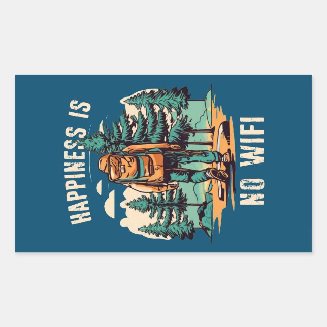 Happiness Is No Wifi Backpacking Rectangular Sticker (Front)