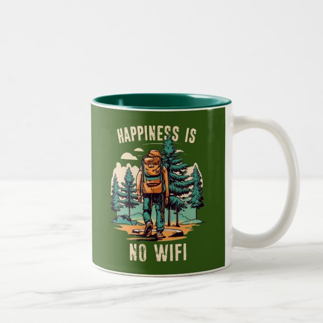 Happiness Is No Wifi Backpacking Two-Tone Coffee Mug (Right)