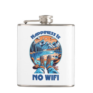 Happiness Is No Wifi Hiking Boots Hip Flask