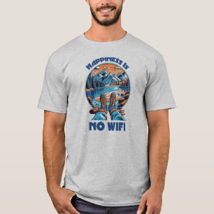 Happiness Is No Wifi Hiking Boots T-Shirt