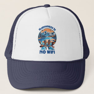 Happiness Is No Wifi Hiking Boots Trucker Hat