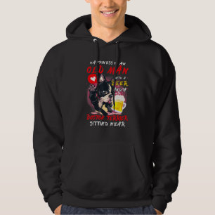 Happiness Is Old Man With Beer Boston Terrier Sitt Hoodie