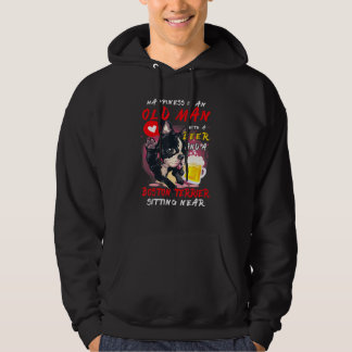 Happiness Is Old Man With Beer Boston Terrier Sitt Hoodie