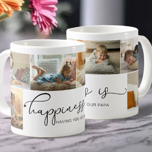 Happiness is   Papa Black Calligraphy Photo Coffee Mug