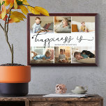 Happiness is | Papa Photo Collage Plaque<br><div class="desc">Photo collage with 6 of your favourite photos and your personalised text. "happiness is" is hand lettered in cute, elegant black calligraphy and the template is set up for you to finish the quote. The sample wording reads happiness is having your as our papa which you can customise to suit....</div>