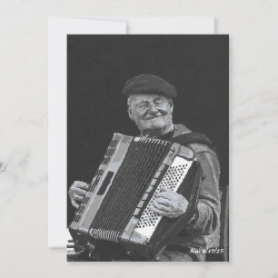 Happiness Is, Paris Musician Black & White Art Invitation