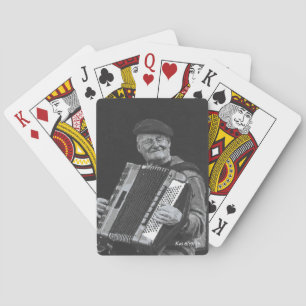 Happiness Is, Paris Musician Black & White Art Playing Cards