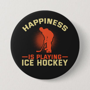 Happiness is Playing Ice Hockey 7.5 Cm Round Badge