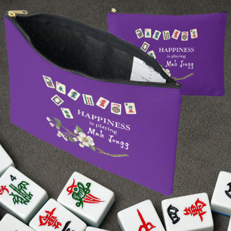 Happiness is playing Mah Jongg w/ the Girls Purple Accessory Pouch