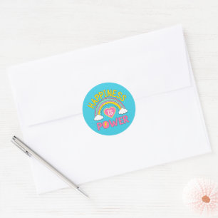 Happiness is Power Rainbow Classic Round Sticker
