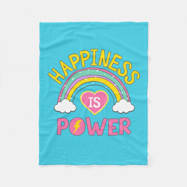 Happiness is Power Rainbow Fleece Blanket (Front)