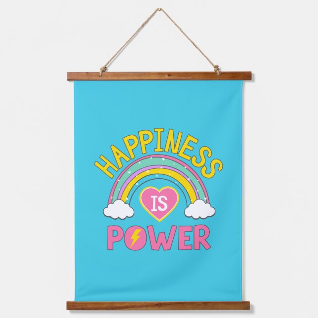 Happiness is Power Rainbow Hanging Tapestry (Front)