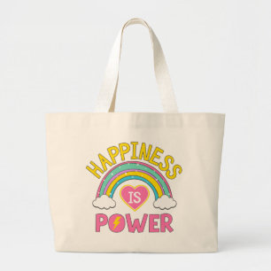 Happiness is Power Rainbow Large Tote Bag