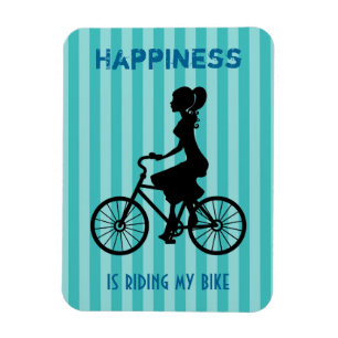 Happiness Is Riding My Bike - Cyclist Silhouette Magnet