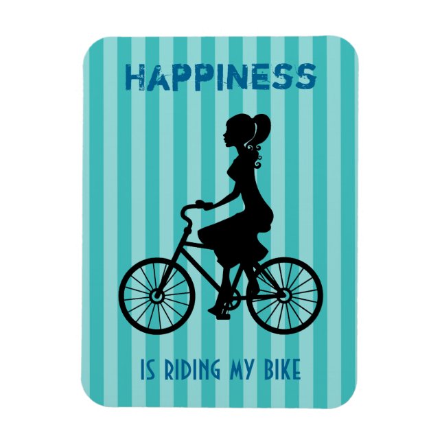 Happiness Is Riding My Bike - Cyclist Silhouette Magnet (Vertical)