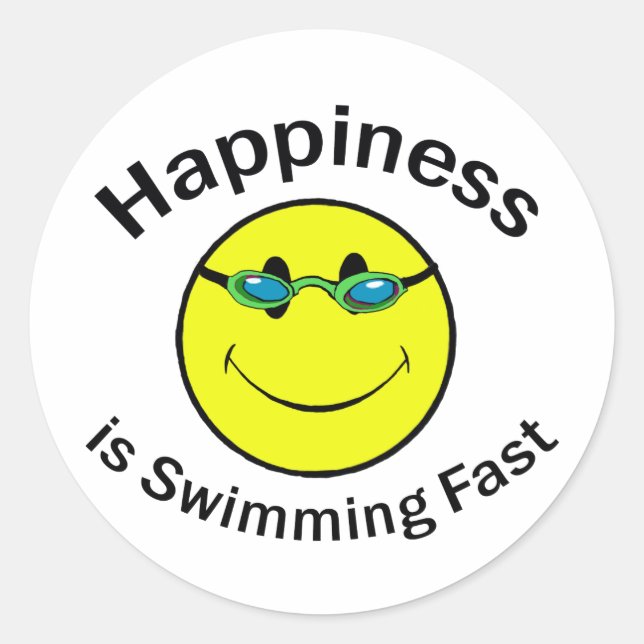 Happiness is Swimming Fast Classic Round Sticker (Front)