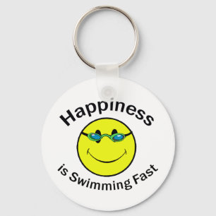 Happiness is Swimming Fast Key Ring