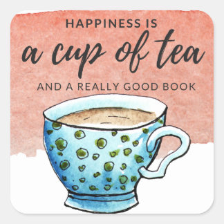 Happiness Is Tea and Books (Pink) Sticker