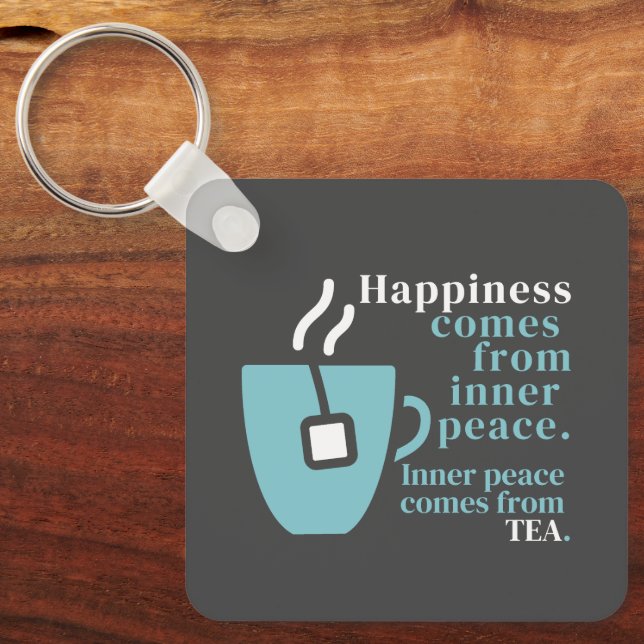 Happiness Is Tea Funny Quote Word Art  Key Ring (Front)