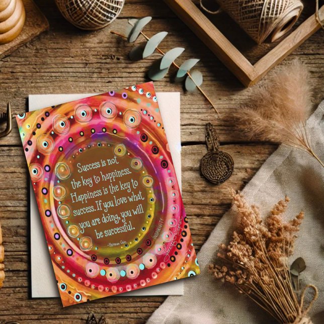 Happiness is the Key to Success Inspiring Quote Card (Creator Uploaded)