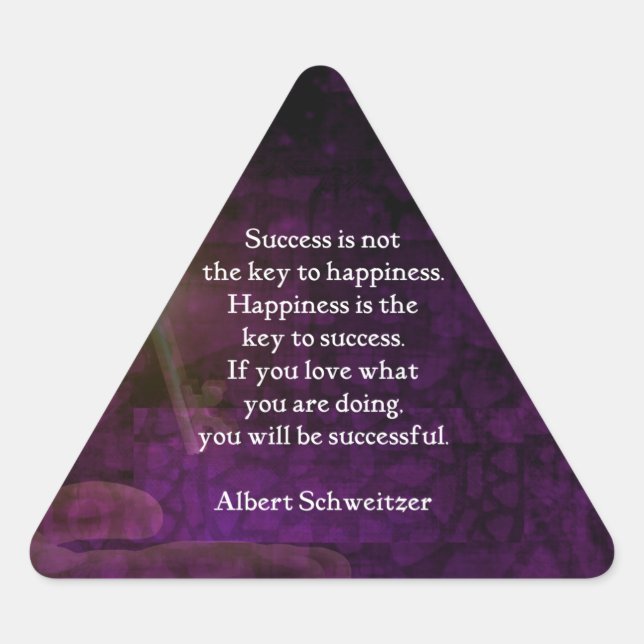 Happiness Is The Key To Success Uplifting Quote Triangle Sticker (Front)