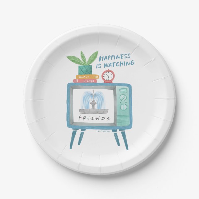 Happiness is watching FRIENDS™ Paper Plate (Front)