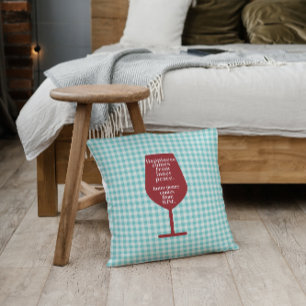 Happiness Is Wine Funny Quote Word Art  Cushion