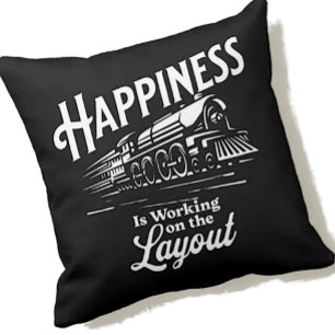 Happiness is Working On The Layout, Steam Train Cushion