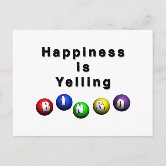 Happiness Is Yelling BINGO Postcard (Front)