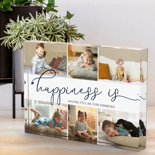Happiness is you as our Grandad 6 Photo Collage Block (Creator Uploaded)