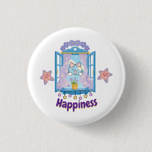 Happiness Kawaii Kitten Design 3 Cm Round Badge