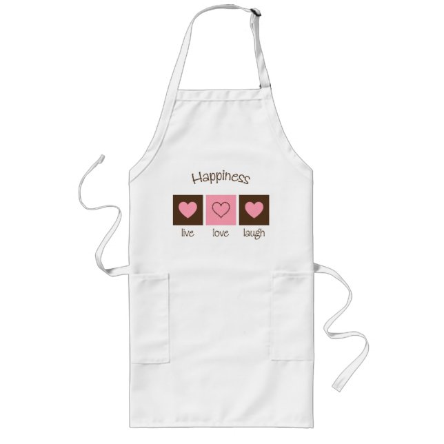 Happiness Live Love Laugh Dark Pink Long Apron (Front)