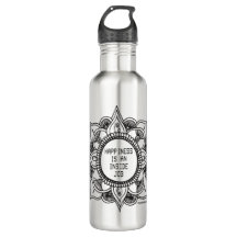 Happiness Mandala Stainless Steel Water Bottle