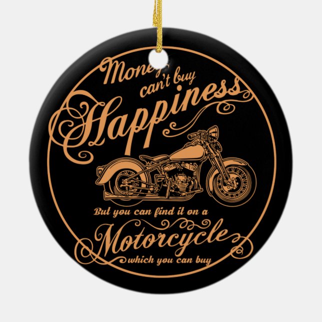 Happiness - Motorcycle Ceramic Tree Decoration (Back)