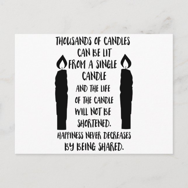 Happiness never decreases by being shared postcard (Front)